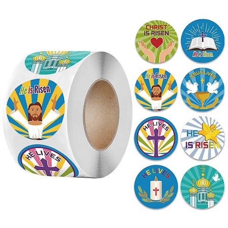 3X500st xmas jul klistermärken rulletikett 8 mönster han lever har uppstått påskdag leksak present själv-(1,5-3,8cm, blå)