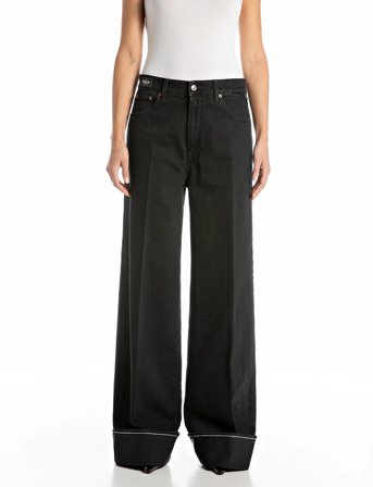Replay Nalaja Trousers Wide Leg - Black - 30 x 30