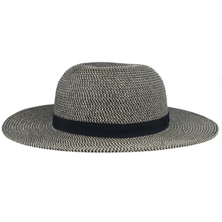 Seeberger - Grå sunhat Hatt - Paper Braid Mix Floppy With Linen/Black Sunhat @ Hatstore