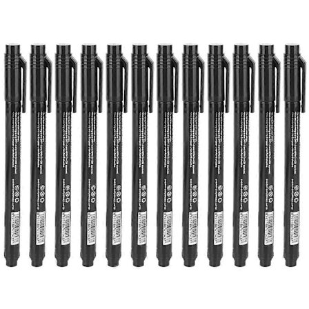 12 stk. Micron Liner Fin Spiss Markør Penn Svart Vannbasert Blekk Vanntett Tegneskissepenn-yux