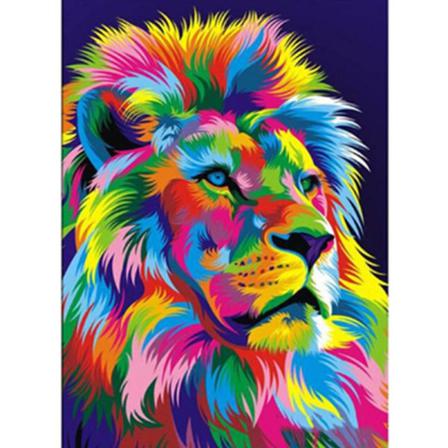 Full 5d Diy Diamond Painting Cross Stitch Färgad Lion Broderi Mo Som På Bilden 1 60x80cm