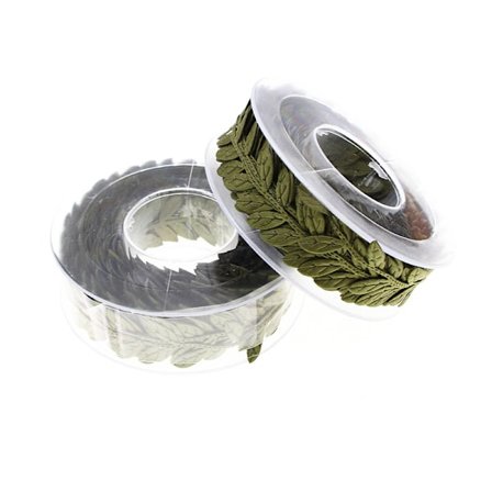 Bånd, Grønn Bladkant Bånd, Tvinnet Olivenblad Bånd, Blad Bånd Håndverk Dekorasjon (Mørkegrønn, 15 m, 2 Ruller)