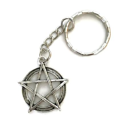 Nyckelring - Pentagram Wicca Pagan Silver