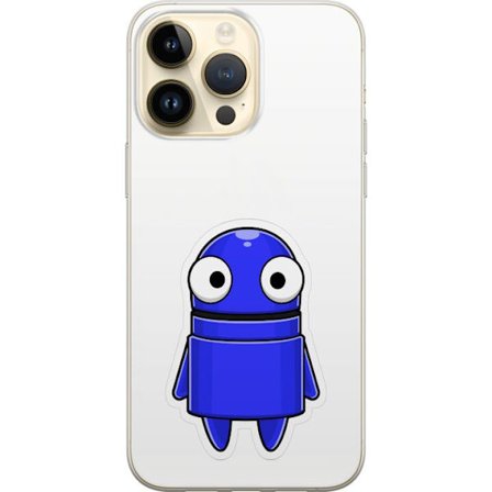 Kompatibelt Mobildeksel til Apple Apple iPhone 15 Pro Max Blå tegnet figur med store øyne og et vennlig uttrykk i minimalistisk design