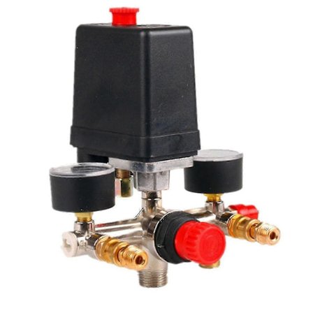 90 - 120psi Luftkompressor Grenrörsregulator med Tåliga Tryckmätare & Strömbrytare
