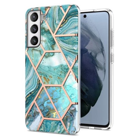Marble Samsung Galaxy S21 FE Etui - Blå