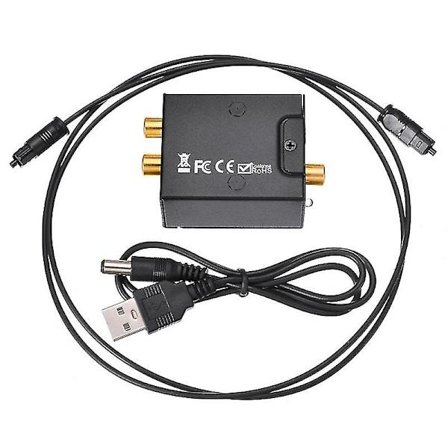 Digital till Analog Ljudkonverterare Optisk Fiber Toslink Koaxial Signal till RCA