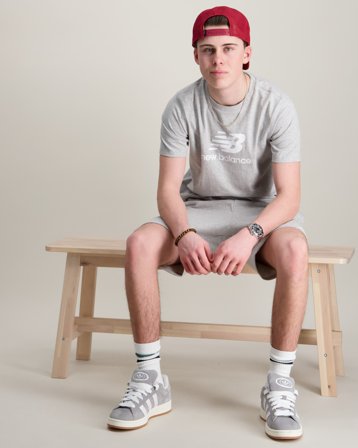 New Balance New Balance Jersey Stacked Logo Tee Grå T-shirts Dreng - Kids Brand Store