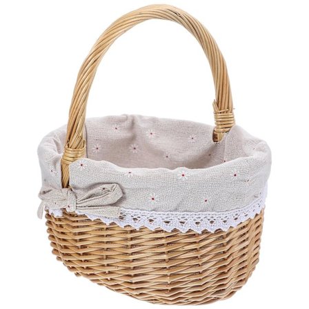 1 st Videvävd Korg Förvaringskorg Med Linnetyg För Bröllops Picknickfest