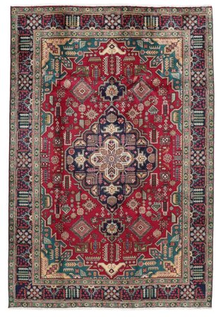 Hand Knotted Tabriz Rug 203X302 Wool Dark Red/Brown