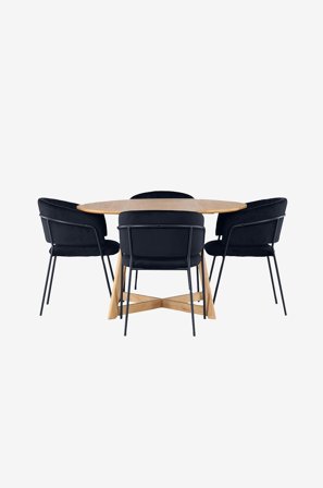 Venture Home - Ruokailuryhmä Yadikon ja tuolit Selma, 4 kpl - Ruskea - Ruokailuryhmät - - Homeroom