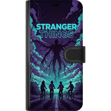 Kompatibelt Plånboksfodral till Google Google Pixel 9a Stranger Things-inspirerad fantasyillustration med mörkt monster, cyklande barn och dramatisk