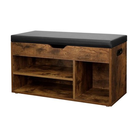 Rustikk Skobenk med Polstret Sittebenk og Skjult Oppbevaring - Robust og Komfortabel