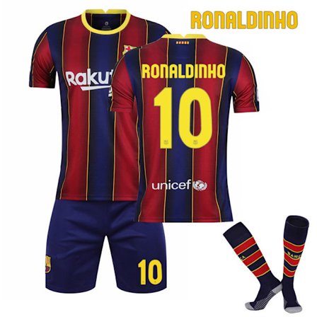 Barcelona Hjemmefotballdrakt Barn & Voksne 20-21 Nr. 10 Ronaldinho 0