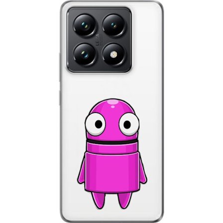 Kompatibel Mobilcover til Xiaomi Xiaomi 14T Rosa tegneseriefigur med en rund form og store øjne på en mørk baggrund