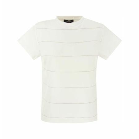 Fabiana Filippi, Organic Cotton Jersey T-Shirt Wit, Dames, Maat:S,diamantpatroon