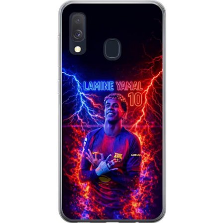 Yhteensopiva Puhelinkuori Samsung Galaxy A40 Viktor Gyökeresin muotokuva Arsenal-paita päällä, jossa intensiivinen katse ja tumma dramaattinen tausta