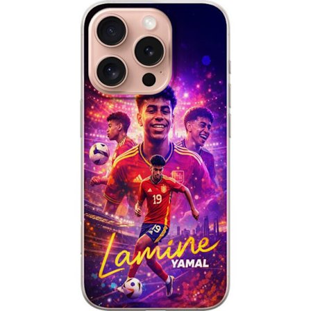 Yhteensopiva Puhelinkuori Apple Apple iPhone 16 Pro Lamine Yamal jalkapallo juliste Espanjan maajoukkueen pelipaidassa dynaamisella liikkeellä, väri