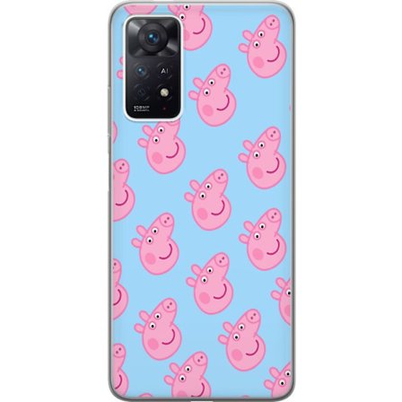 Kompatibelt Mobildeksel til Xiaomi Redmi Note 11 Pro Peppa Pig spedbarnsfigur i pastellfarger, søt tegnet barneillustrasjon med myk minimalistisk sti