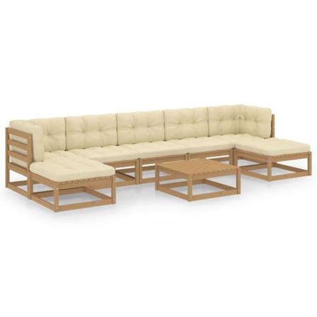 Vidaxl Loungegrupp Med Dynor 8 Delar Honungbrun Massiv Furu Brun