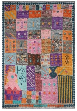 125X186 Tapis Berbère Colourful Moderne Rose Foncé/Noir (Laine, Afghanistan) Carpetvista