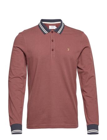 Stanton Long Sleeved Polo Shirt Pink Farah