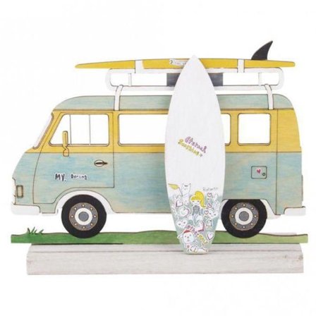 Träsilhouette att anpassa - RAYHER - Husbil - 20 x 14 cm - Beige - Blandet