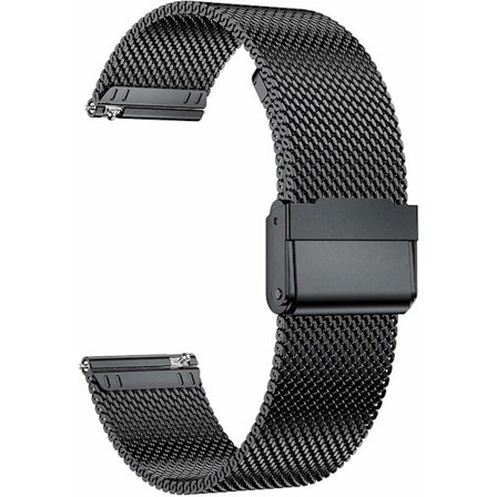 22mm klockarmband snabbkoppling rostfritt stål svart ögla kompatibel med Samsung Galaxy Watch 3 45mm HUAWEI GT2 46mm klockarmband (22mm, svart)