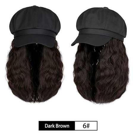 Shangzi kort bølget baseball parykk syntetisk naturlig bob parykk svart hatt parykker lue med hår naturlig koble baseball caps justerbar(6)