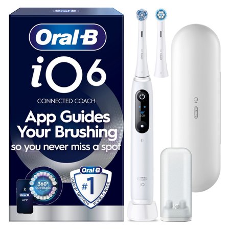 Oral-B iO6 White, Travel Case, Travel Refill Ho - Eltandborste med 5 lägen och app