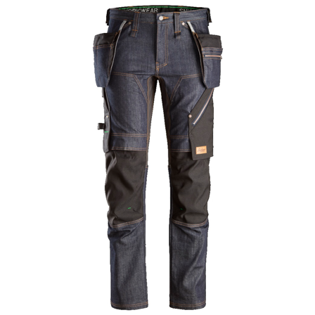 Snickers Workwear 6955 FlexiWork Arbetsbyxa denim/svart 148, Kläder