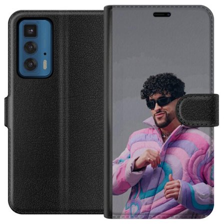 Yhteensopiva Lompakkokotelo Motorola Edge 20 Pro Värikäs kuvaus surullisesta sydämestä rannalla palmujen, delfiinien ja auringonlaskun kanssa retro-ta