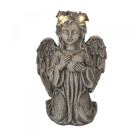 Engel Have Statue Udendørs Dekoration, Engel Have Figur med Solcellelys Harpiks Havekunst Dekoration Plæne Ornament Skulptur