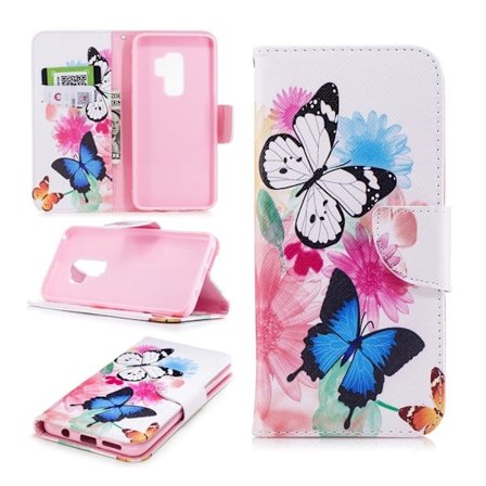Butterfly läder Samsung Galaxy S9 Plus fodral - Flerfärgad