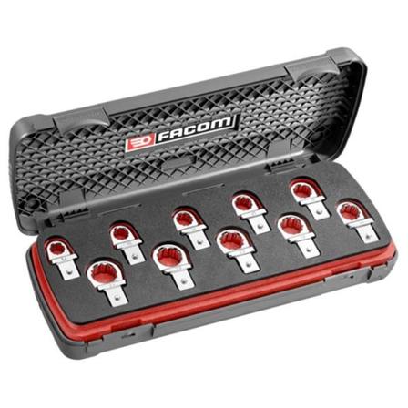 Facom 13.J10 Ring nøgle sæt 14 x 18 mm, med plug-in beslag 10 stk., metrisk, Håndværktøj