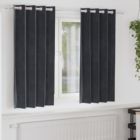 Mörkläggningsgardiner 2 pcs Mörkgrå 140 x 175 cm Sammet