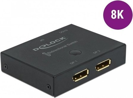 Delock DisplayPort 2 - 1 Switch bidirectional 8K 30 Hz - video/audio switch - 2 porter