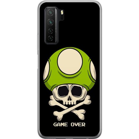 Yhteensopiva Puhelinkuori Huawei Huawei P40 lite 5G Pelimotiivi, jossa on kuolonsyöjä ja vihreä sieni retro pelityylillä ja tekstillä game over