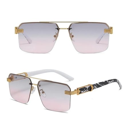 Solbriller med sorte og hvide mønstre på stængerne til mænd 2025