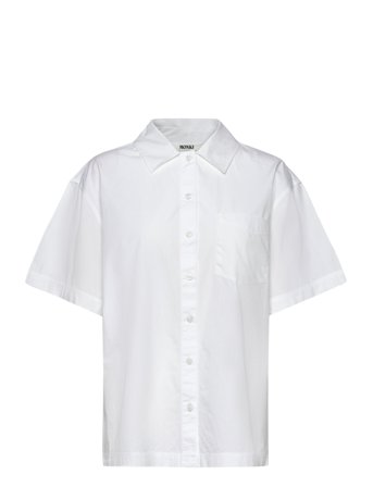 Monki Oversized Short-Sleeved Cotton Poplin Shirt - White - XXS
