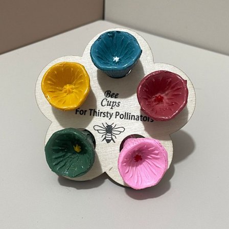 Bi insekt drikkekop, 5-farvet blomster bi vanddispenser, insektfoder, udendørs havearbejde dekoration