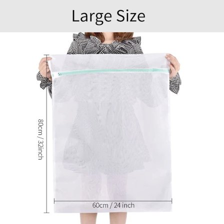 2 kpl suuria 60x80 cm pesupusseja herkille vaatteille