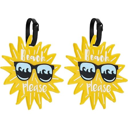 Bagageetiketter, 2-pack, bagageetiketter, resväska ID-etiketter, visitkortshållare/rese-ID-väskaetikett (Sol)