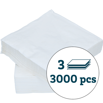 SERVIETT 3-LAG HVIT 24X24CM