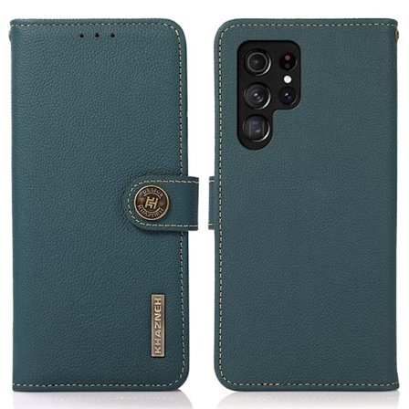 KHAZNEH Samsung Galaxy S26 Ultra Plånboksfodral Äkta Läder - Grön