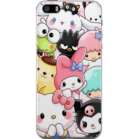 Kompatibelt Mobildeksel til Apple iPhone 5s Tett mønster av søte figurer med store øyne i ulike farger og uttrykk med LABUBU-tekst