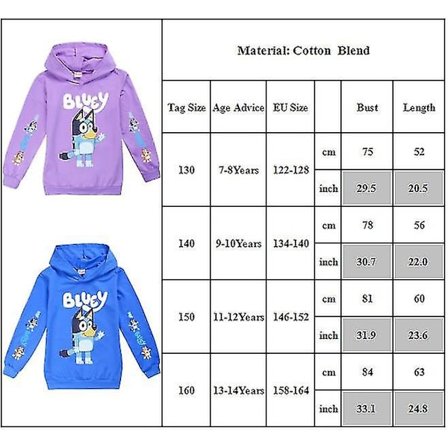 Bingo Bluey Cartoon Print Genser Barn Gutter Jenter Casual Hoody Sweatshirt Jumper Genser Topper