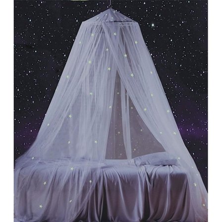 Sengehimmel med selvlysende fluorescerende stjerner, 250 myggenet til baby, børn, drenge, piger, pige. Babysengehimmel, børneseng, pigeseng eller fuld