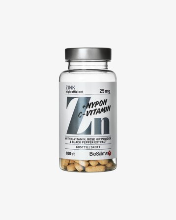 BioSalma Zink 25mg + C-vitamin & Nypon, Kosttillskott, Vitaminer & Mineraler, Mineraler
