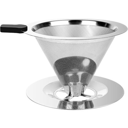 800-mesh filterkop i rustfrit stål, egnet til pour-over kaffe, genanvendeligt drypkaffefilter.